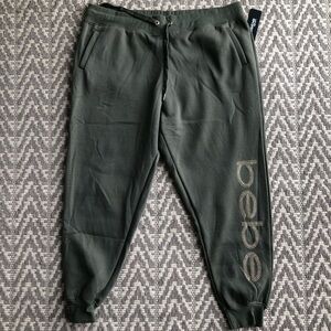 Bebe sport vintage olive green rhinestone Bebe logo jogger size 3X